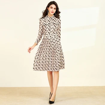 

Xiaomoli Vintage print cartoon carriage temperament fashionable classic winter dress 2019 fashion new women's wear
