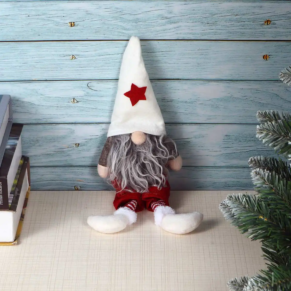 Белый Doll Toy Christmas Decor Long Hat Faceless Doll Toy Santa Claus Decoration Home Ornaments New Year Gift Red, Grey, White - Цвет: Белый