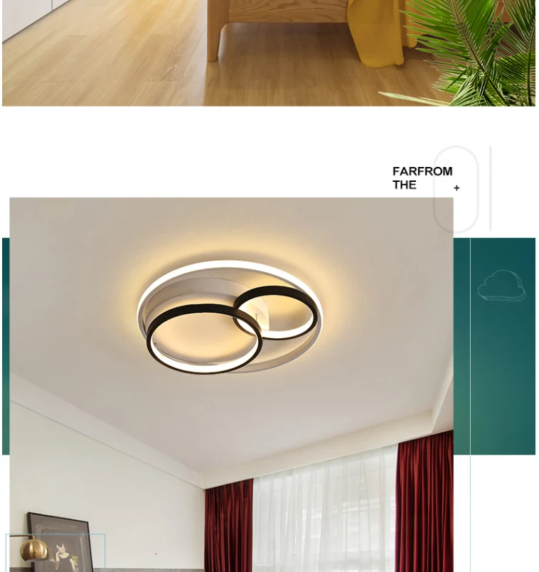 Modern led chandeliers round white black lights for bedroom Aluminum living room kitchen AC85-265V decorative chandelier lamp