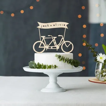 

Custom Wedding Cake Topper, Personalized Tandem Bike Bicycle Cake Topper, Travel Wedding Decorations