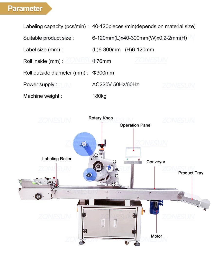 ZONESUN XL-T832 Automatic Sticker Adhesive Plane Bag Tag Food Paper Book Large Plastic Film Flat Packing Labeling Machine