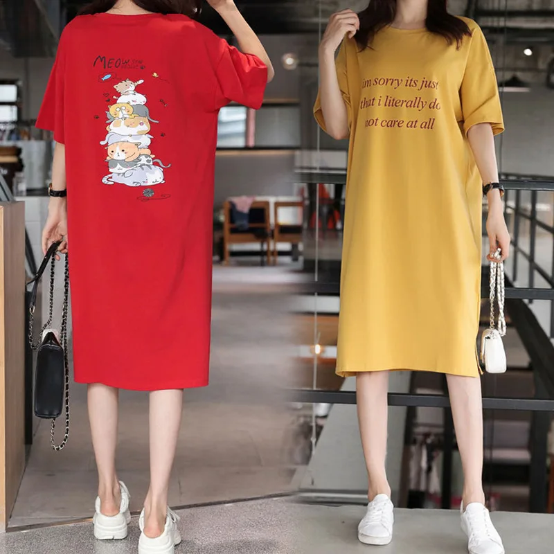 

Shanghai New Europe Sang 2020 Summer Long Slit T Dress Loose-Fit