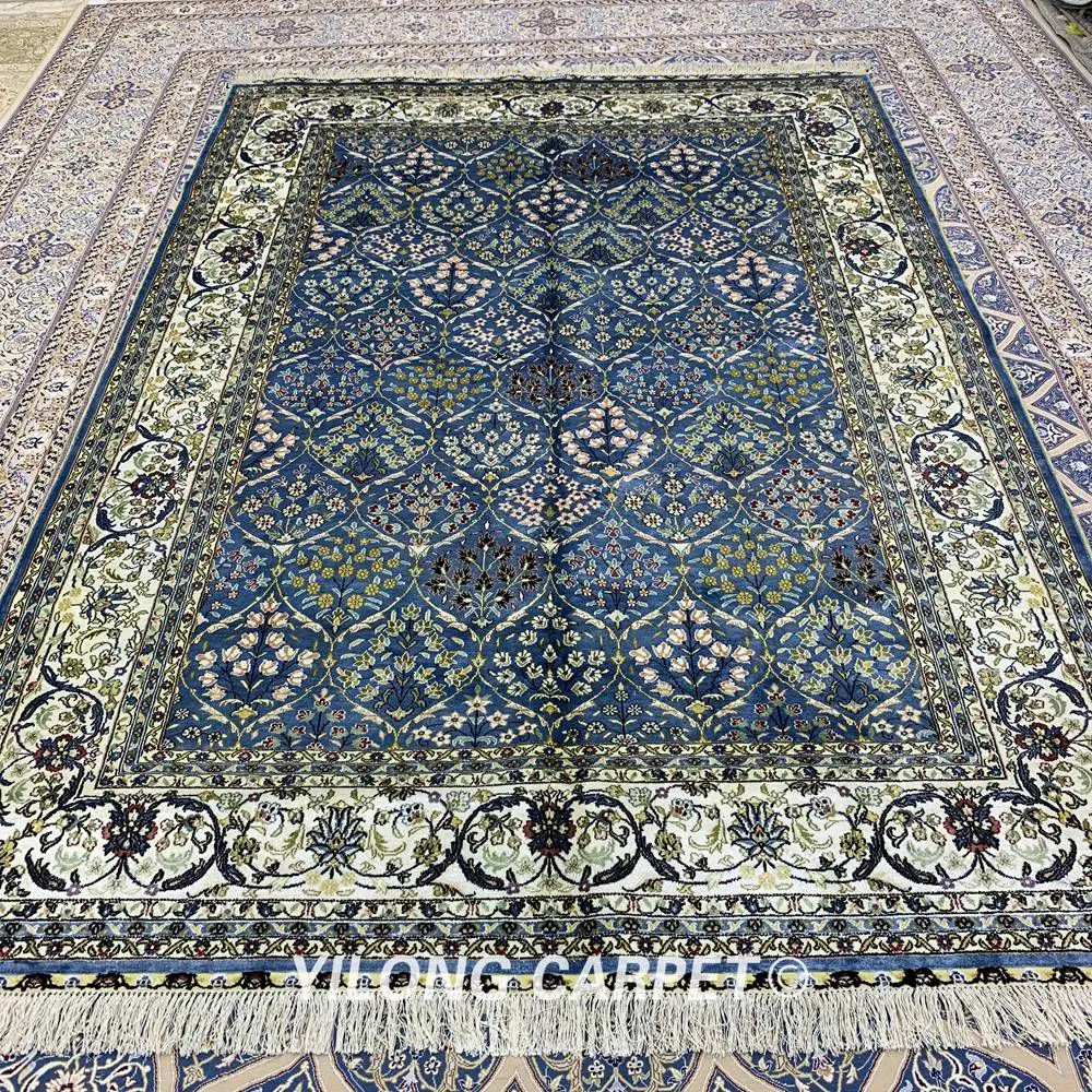 Yilong 6'x9' синий gombad дизайн ручной работы большие синие иранийские персидские шелковые коврики (ZQG336A)
