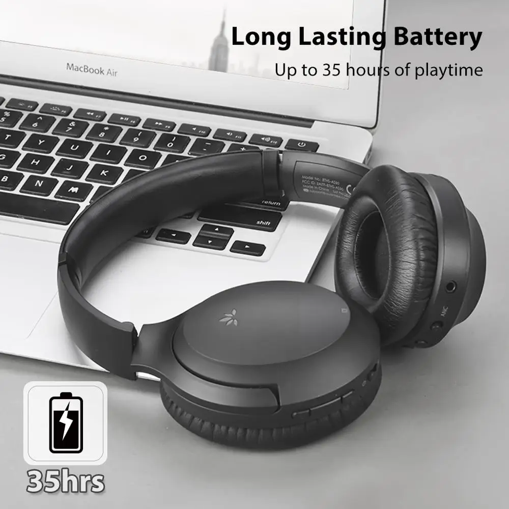 Avantree Aria Bluetooth Active Noise Cancelling Headphones with Boom Mic for PC Computer Phone Call Good Sound Headphones