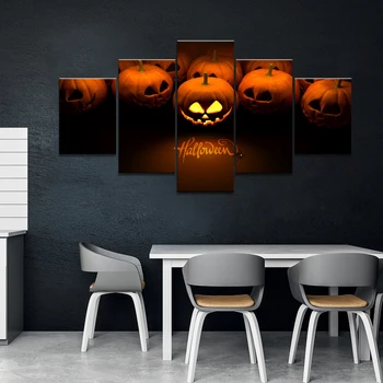 

Art HD Print 5 Piece Canvas Painting Halloween Pumpkin Posters Wall Art Pictures for Living Room Home Decorarion Wholesale