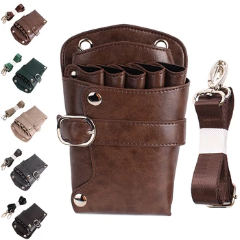 

Bag Waist Pack Pouch PU Barber Adjustable Strap Scissors Waterproof Tool Storage Holder Hairdresser Shoulder Rivet Casual