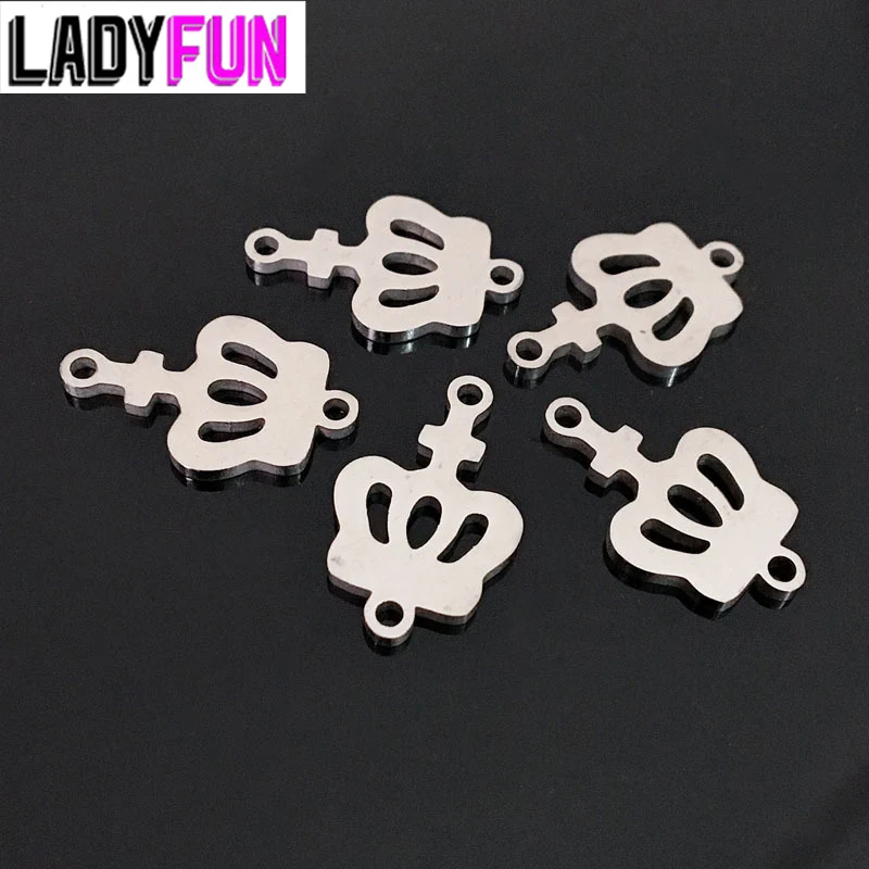 

Crown Stainless Steel Charms Pendant Connectors for Bracelets Wholesale 12*20mm 10pcs/lot