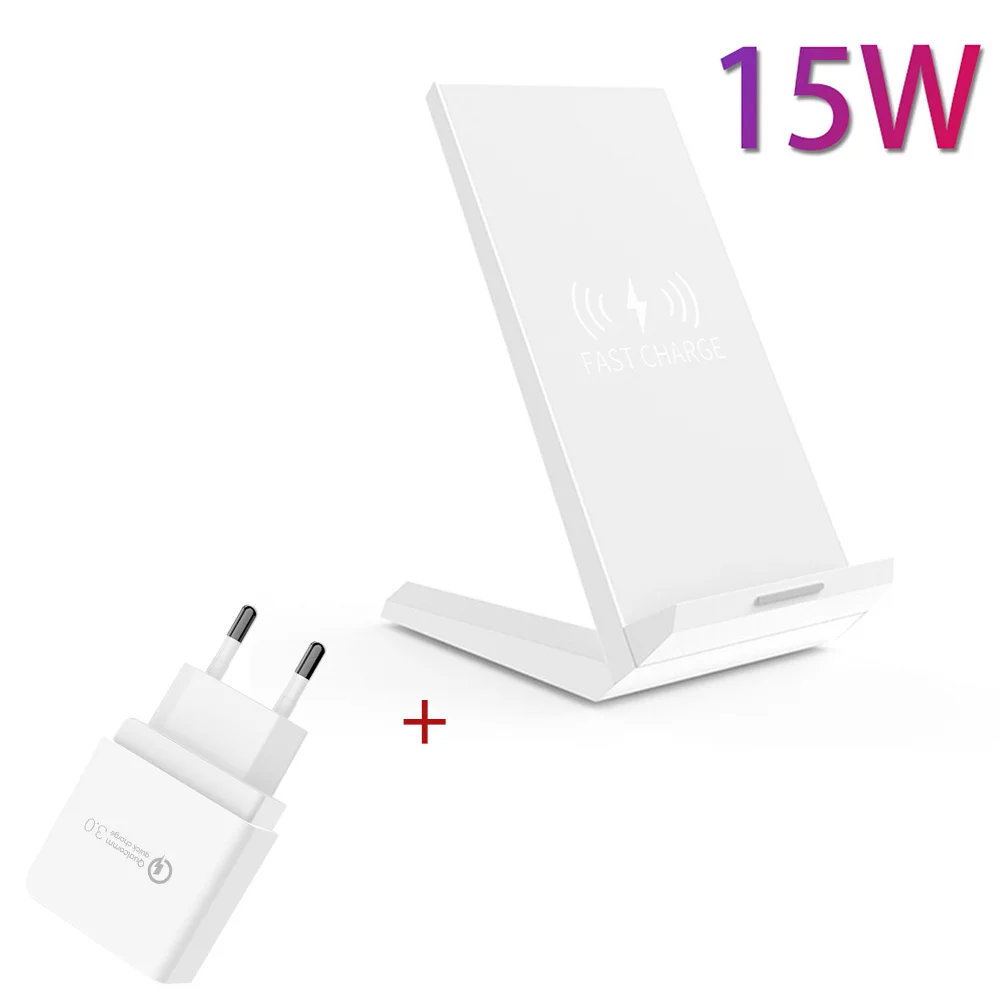 15 Вт Qi Беспроводное зарядное устройство Подставка зарядная станция Док-станция для samsung S10 S9 S8 Note 10 Iphone 11 Pro Max huawei P30 Pro зарядное устройство для телефона - Цвет: White EU Plug