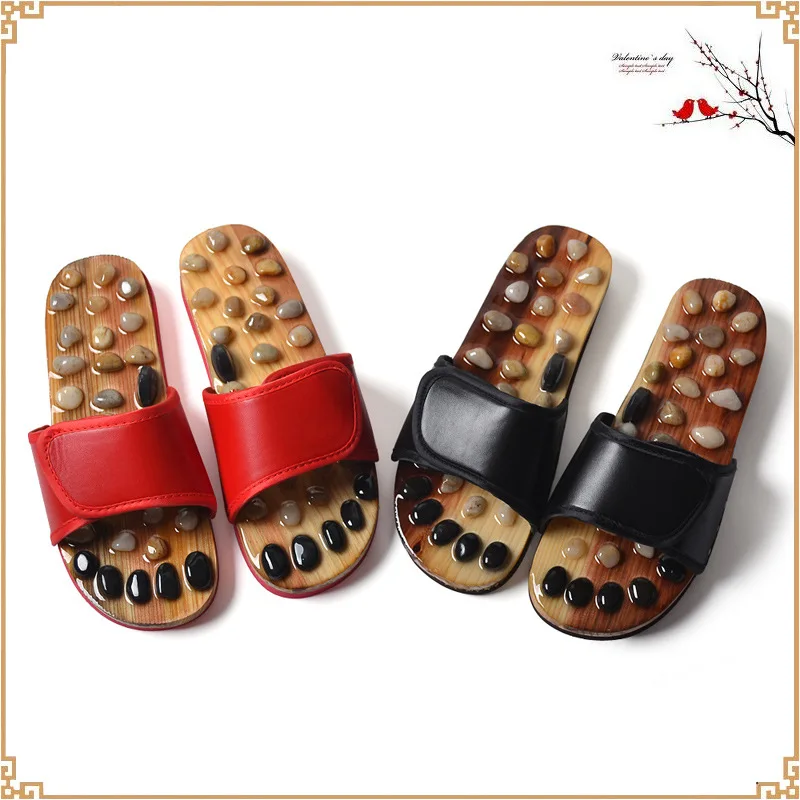 

Summer New Unisex Slides Indoor Health Massage Women Slippers Cobblestone Agate Stone Jade Sole Acupuncture Unisex Slippers rty6