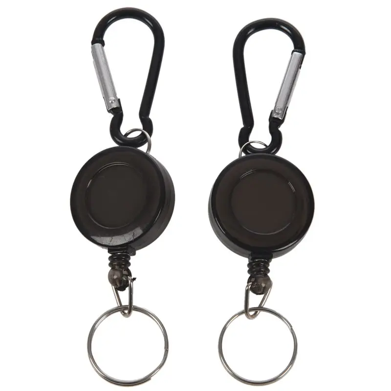 2 PCS BADGE REEL- RETRACTABLE RECOIL YOYO SKI PASS ID CARD HOLDER KEY CHAIN Color:Blue Amount:2Pcs