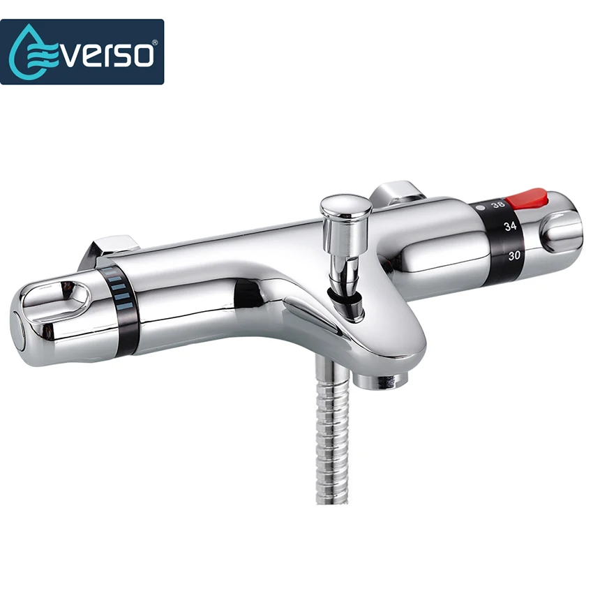 

Thermostatic Shower Faucet Bath Shower Mixer Tap Water Control Valve Wall Mounted Ceramic Two Handle Bathroom Mixer Bathtub Tap