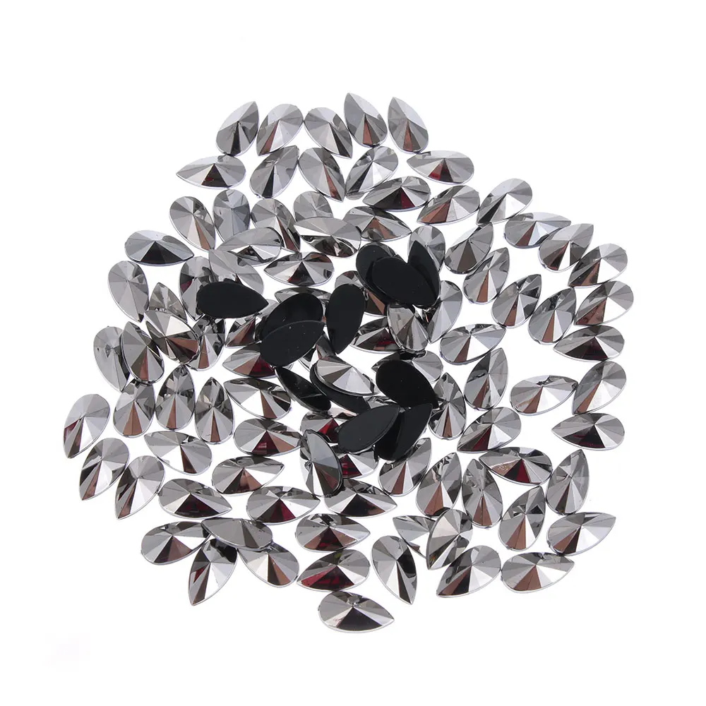 Hematite 100 шт 8х13мм 3D блеск слеза Форма акриловый Фрезер для ногтей cо шлифовальными Стразы плоские с оборота с острыми носами поделки своими руками уход за кожей лица для изготовления ювелирных изделий - Цвет: Hematite