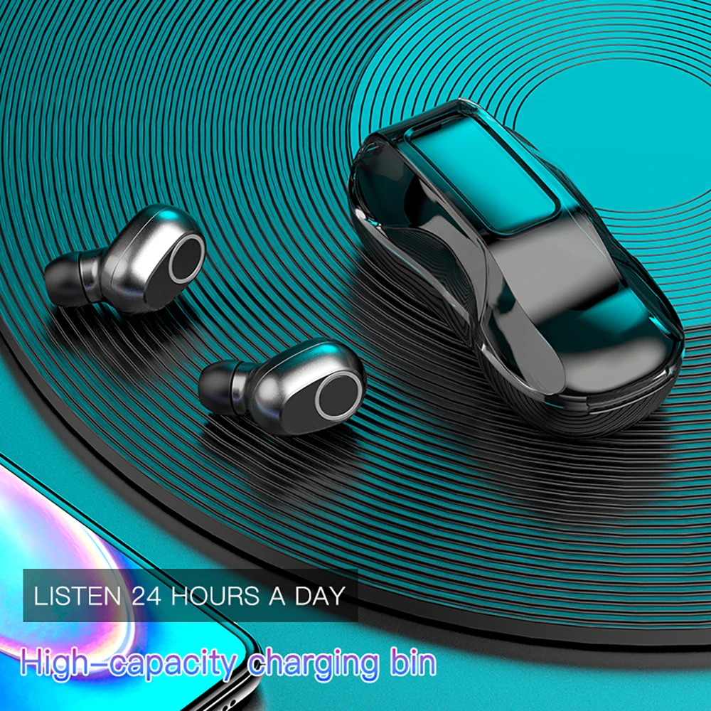 TWS Bluetooth earphone Bluetooth 5 0 Wireless Stereo Earbuds Sport Waterproof Headset with microphone Car model earphone