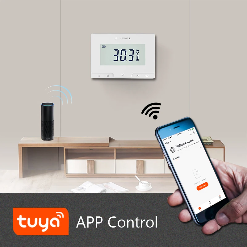 Online El controlador de temperatura del termostato inteligente SASWE TUYA WIFI para la caldera de Gas el termostato inalámbrico de la habitación funciona con Alexa Google Home