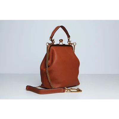 Ретро клип кошельки и сумки с верхней ручкой женские сумки на плечо сумка-мессенджер с цепочкой Золотой зажим сумка через плечо для женщин женские сумочки - Цвет: Brown