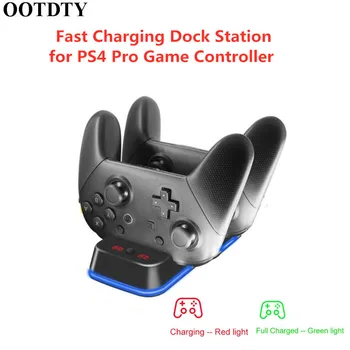 

OOTDTY Dual USB Charger Fast Charging Dock Station for Playstation 4 PS4 Pro Game Controller Joypad Joystick Handle Accessories