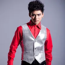 Сценические костюмы для мужчин для ночного клуба бар певица одежда для выступлений с серебряными блестками жилет куртка мужской Dj Ds фестиваль наряд DNV12405