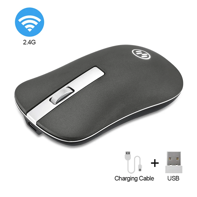 2.4G Wireless black Беспроводная мышь Перезаряжаемые slient Пуговицы компьютер Мышь 2400 Точек на дюйм игровой Мыши компьютерные встроенный литиевый Батарея 2.4 г оптический Двигатели для автомобиля игровая мышь - Цвет: 2.4G Wireless black