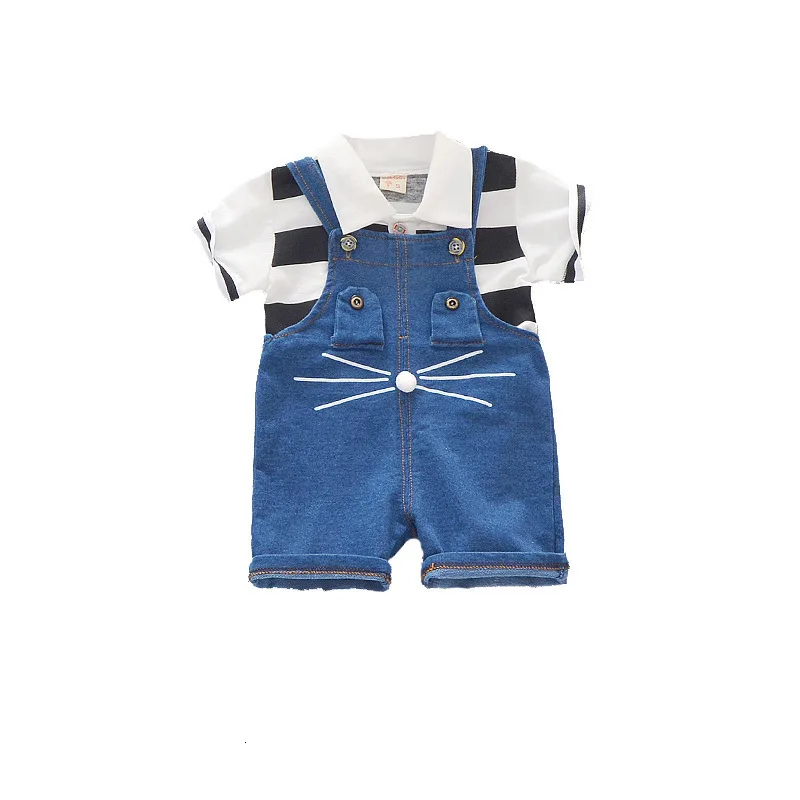 

Summer Children Outing Clothes Toddler Boy Girl Printed Stripes Short Sleeve Pants 2Pcs/sets Infant Kids Fashion Baby Tracksuits