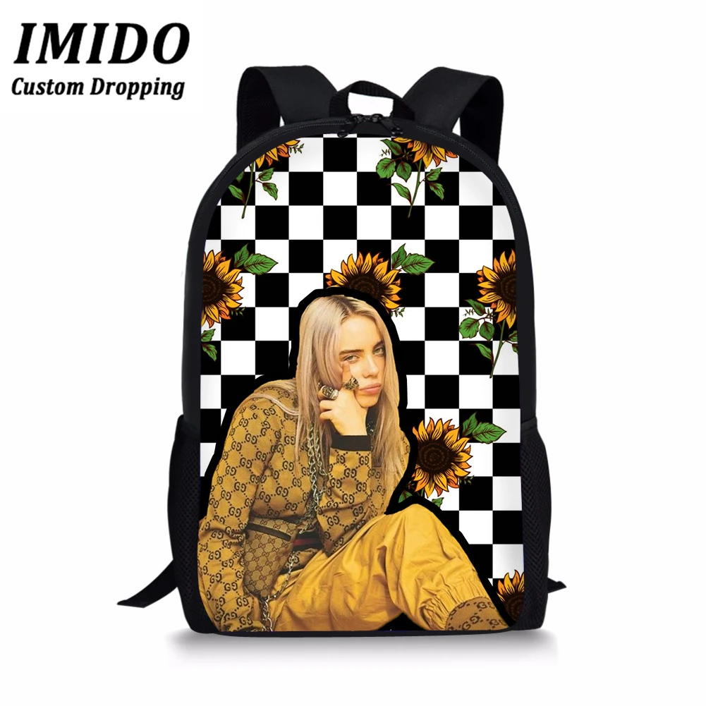IMIDO 3 шт./компл. в стиле «хип-хоп» повседневные Рюкзаки Billie Eilish печати школьная Baags для подростков крутая модная одежда для девочек Повседневное Mochila Mujer - Color: 6466C