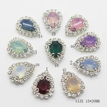 

Rhinestones Wedding Buttons Decor 10Pcs/Lot 15*20mm Buttons Diy Hair Flower Ribbon Wedding Embellishment Decoration Accessories