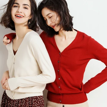 

2019 autumn winter clothes new long sleeve shirt women wool cardigan sweater women loose coat base V-neck sweater pull femme