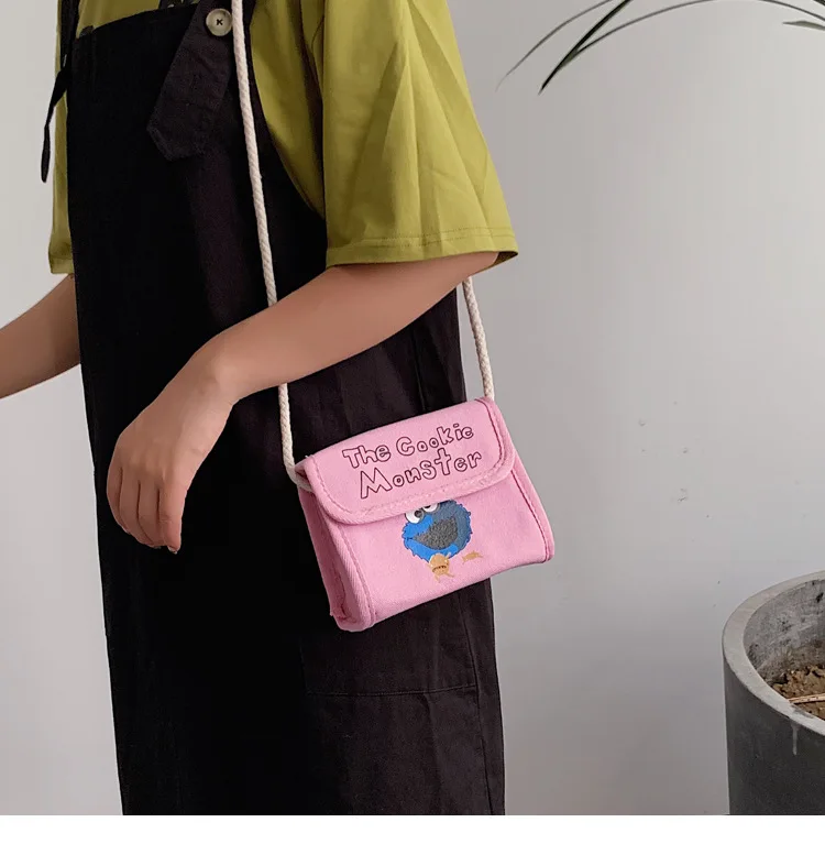 Sesame Street WOMEN'S Bag New Style Mobile Phone Shoulder Bag Summer Mini Shoulder Small Canvas Bag Change Mobile Phone Bag