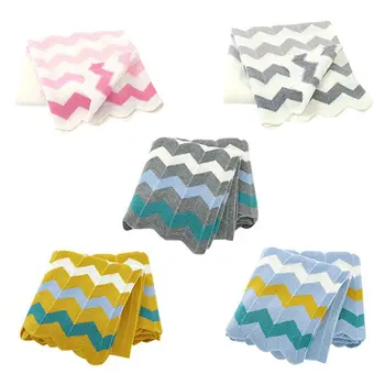 

Newborn Baby Knitted Swaddle Wrap Envelopes Stripe Stroller Infant Basket Blanket Toddler Bedding Quilts