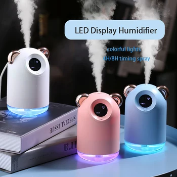 

Cute Ear Air Humidifer 220ML USB Ultrasonic Aroma Essential Oil Diffuser Home Car Fogger Mist Maker LED Display Color Night lamp