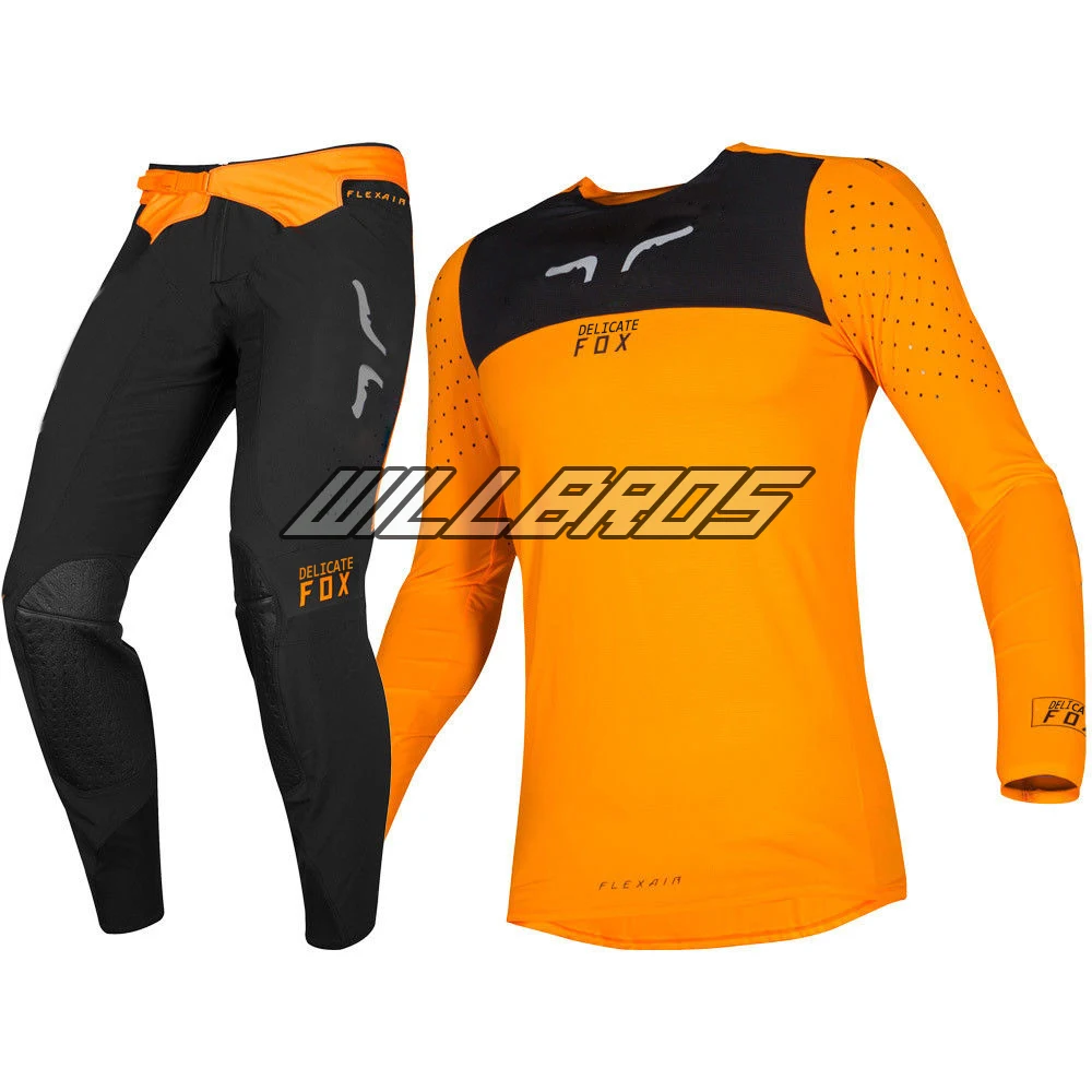 

Delicate Fox Motocross Racing 2019 Flexair Royl Jersey Pants Motorcycle Gear Set Motorbike Orange Black Suit Mens