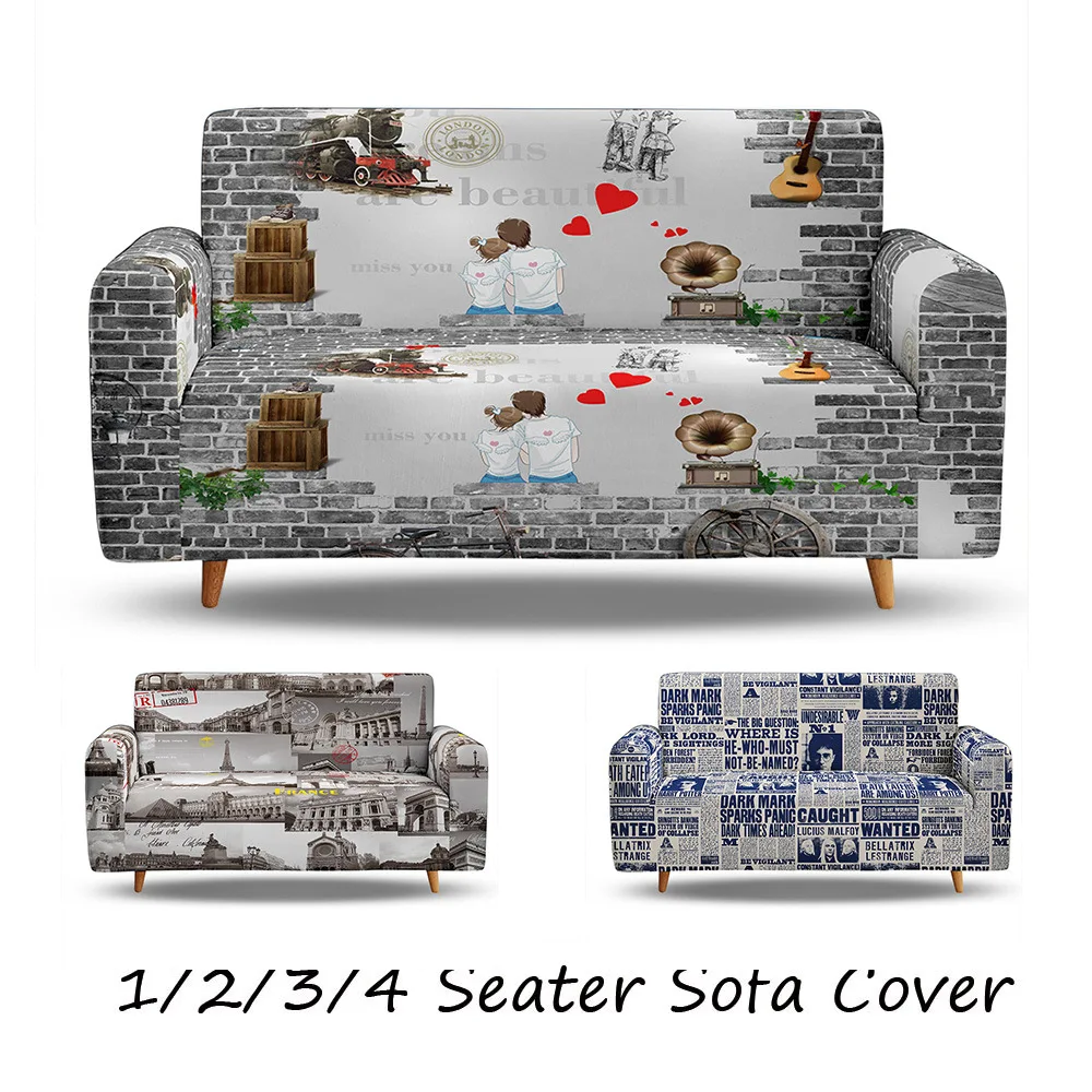 

Lover Movie Newspaper 3D Print Elastic Sofa Covers For Living Room L Shape Sofa Cover One Two Three Four Seaters All-inclusive