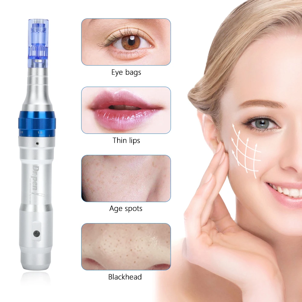 Ultima A6 Electric Derma Pen with 12Pin Needles Stretch Marks Wrinkle Remove Eyebrows Eyeliner Lips Tattoo Micro Needling Tool