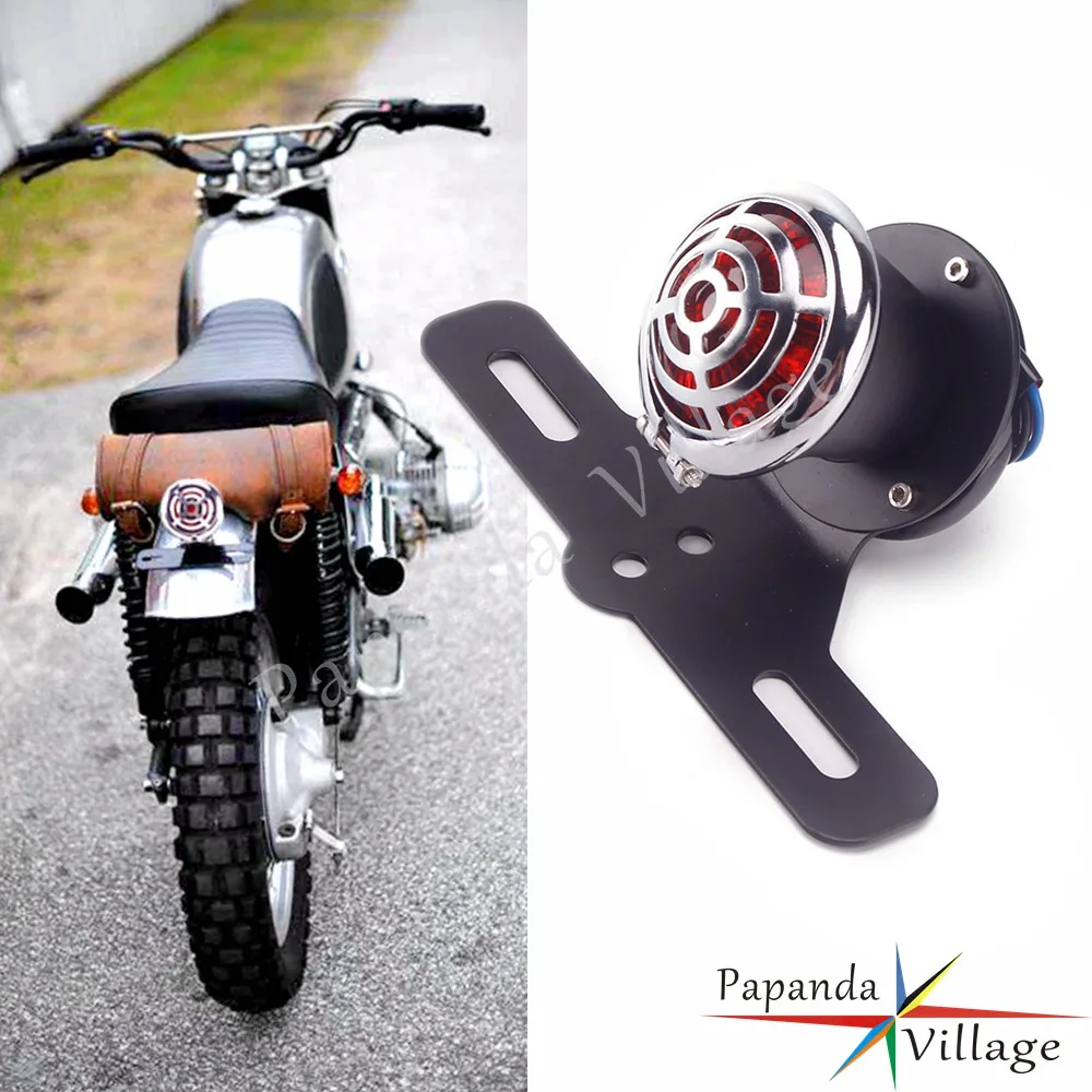 Motorcycle License Plate Bracket Taillight Cafe Racer LED Brake Stop Tail Light for Harley Sportsters Bobber Chopper Rear Lamp |
