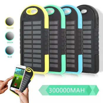 

Dual USB Port Outdoor Camping LED Light 300000mAh Solar Power Mobile Phone Power Bank External Battery Charger