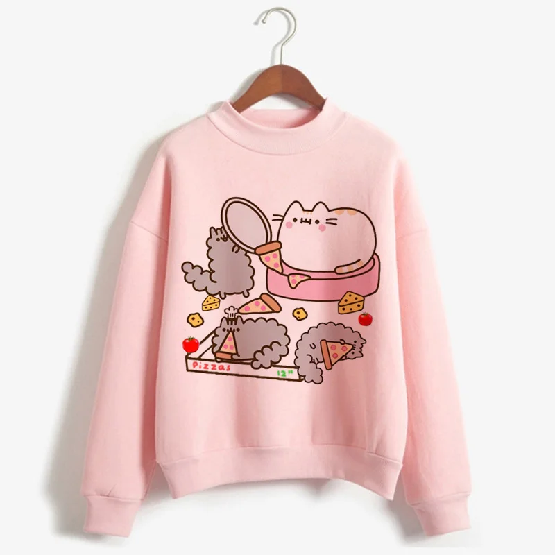 Kawaii Pusheen Кошка веселое Harajuku толстовки с принтом в виде героев мультиков, Для женщин Ullzang милый корейский стиль Толстовка, осень-зима 90s теплый с капюшоном Женский - Цвет: H1746