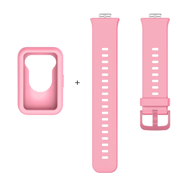 Silicone Band for Huawei Watch Fit Smart Wristband Bracelet Replacement Accessories for Huawei Fit Strap Protector Cover Pink Set