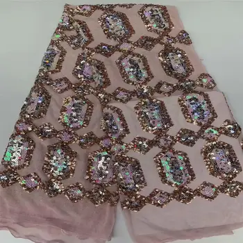 

Latest African Mesh Lace Fabric With Sequins French Tulle Lace Fabric Embroiderey Lace For Nigerian Evening Party A1772