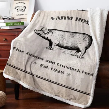 

Farm Brown Pig Grain Feed Bedspread Coverlet Blankets Fleece Throw Cover Wrap Personalized Thick