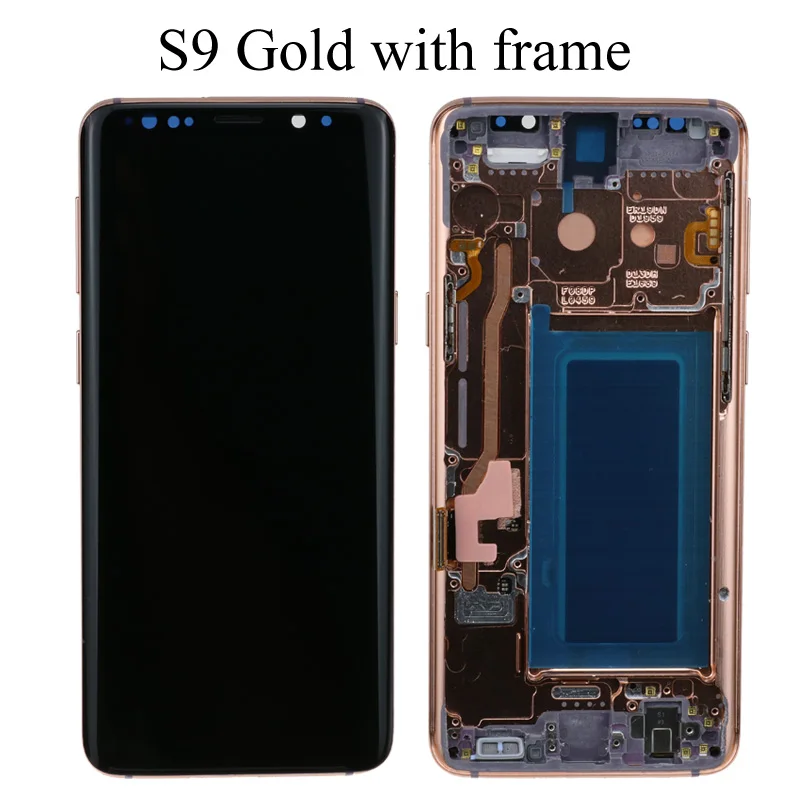 Супер AMOLED Замена для SAMSUNG Galaxy S9 lcd сенсорный экран дигитайзер с рамкой S9 G960 lcd+ сервисная посылка - Цвет: S9 Gold Frame