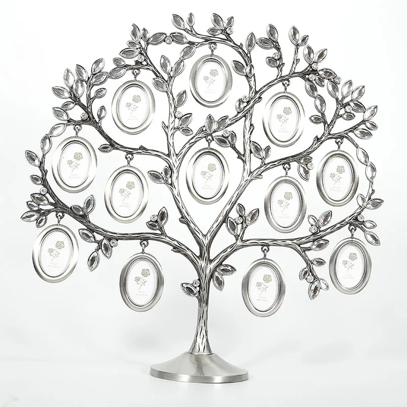Металлическое серебряное дерево Фото Дисплей Держатель настольная рамка для фотографий орнамент семейное дерево Ретро висящая овальная вставка Рамка для фотографии, Декор