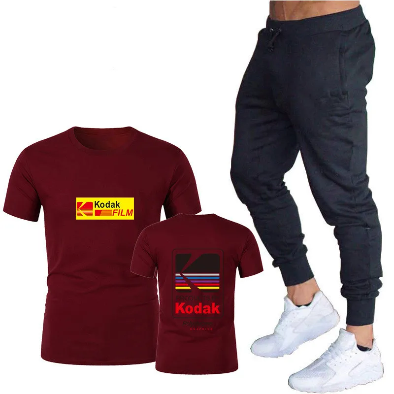 Japanese Hip Hop Tracksuit Sets Mens T-shirts +pants Suit Harajuku kodak Print Tops Dropshipping New 2020 Hot Casual Clothing  (5)