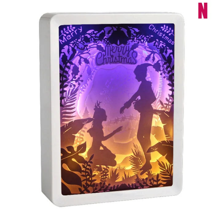 Lâmpada de Papel Decoração para Casa Noite Padrão Pintura Mesa Sombra Caixa Quadro Festa Hogard 3d Led 17 Luzes noturnas