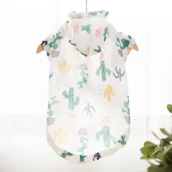 

Little dog clothes sunscreen Hooded Coat Teddy breathable Thin Outwear Printed Thin Skincoat puppy summer pet clothing