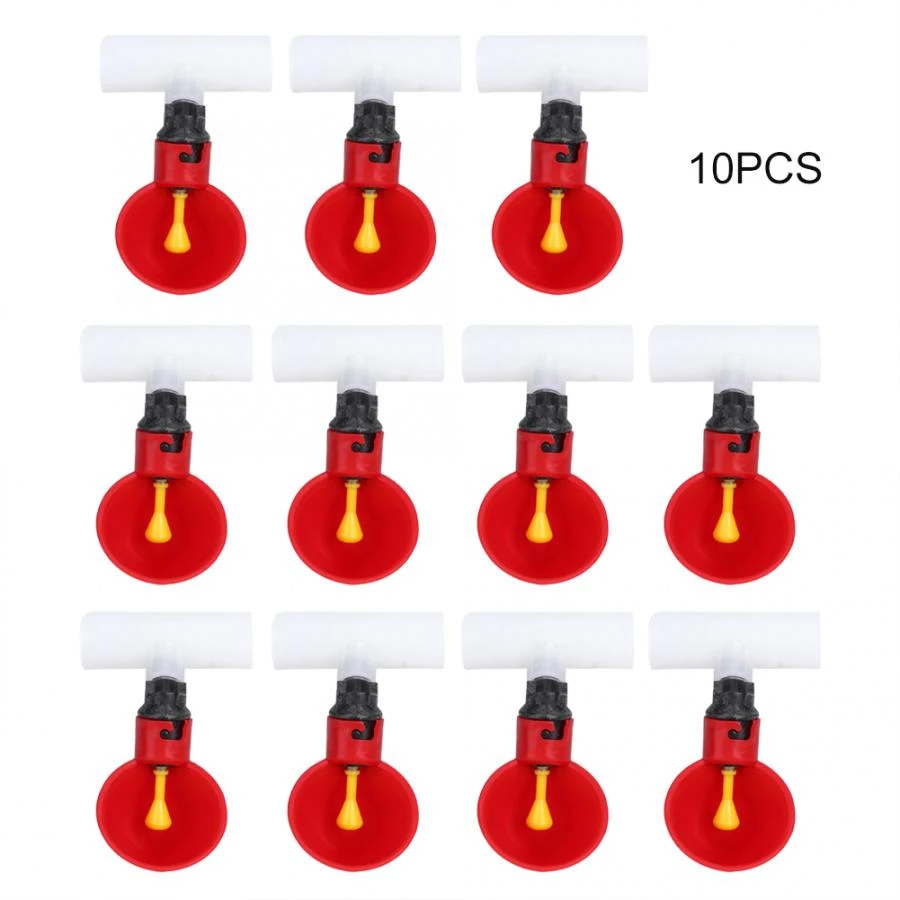 Poultry Feeding Cups 10Pcs Automatic Chicken Water Cups Drinker 1//2inch Tee Poultry Hen Feeding Tools Tee Automatic Poultry Drinkers