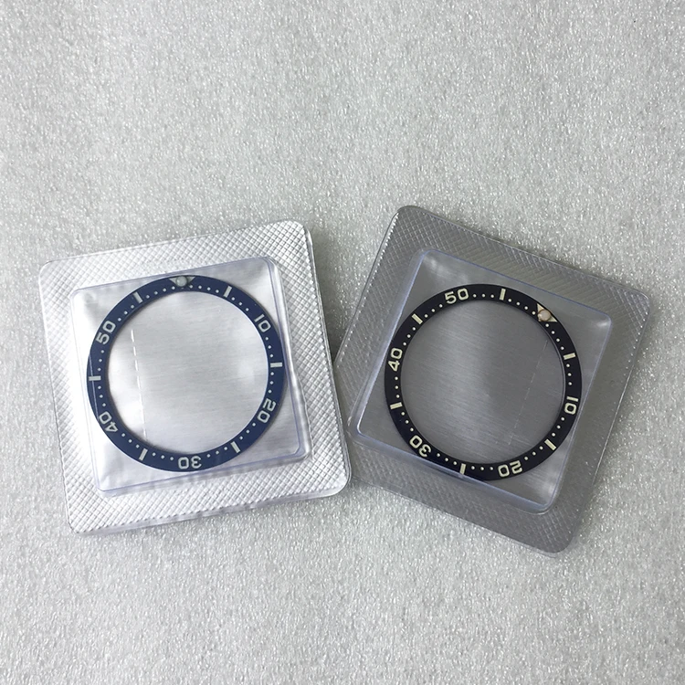 Hitam/Biru Bezel Datar Keramik Sisipan 