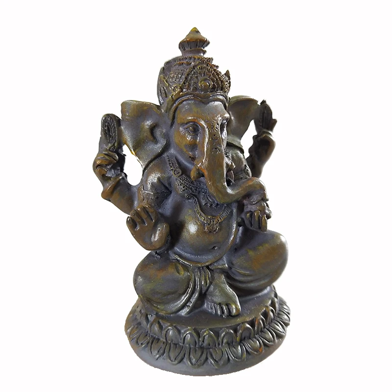 Stone Color Lord Ganesha Buddha Statues Elephant Hindu God Sculpture Figurines Ornaments Resin Home Zen Garden Decoration