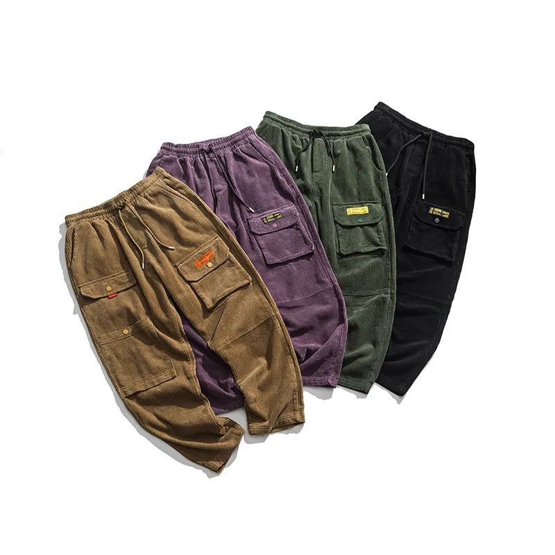 

2019 New Style Japanese-style Retro Corduroy Pants Autumn And Winter Men's Casual Pants Men's Loose Straight Bib Overall Men's T