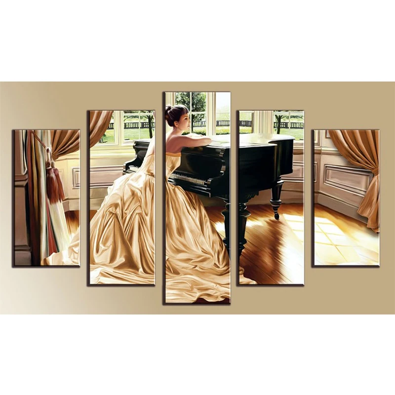 Набор для алмазной вышивки пианино набор из 5 квадратных/круглых алмазных картин