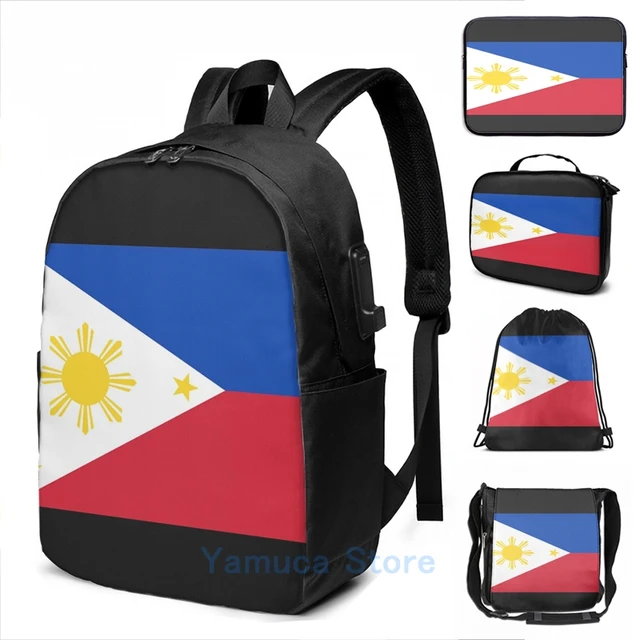 Funny Graphic print Philippines Flag Filipino Sticker Poster USB Charge  Backpack men School bags Women bag Travel laptop bag - AliExpress