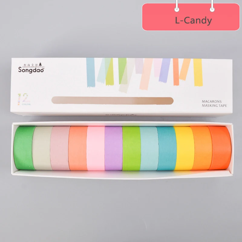 L-Candy 5/12 шт./упаковка, однотонная Свадебная блестящая наклейка для скрапбукинга DIY, этикетка, маскирующая лента, дневник, основа, декоративная лента - Цвет: L-Candy